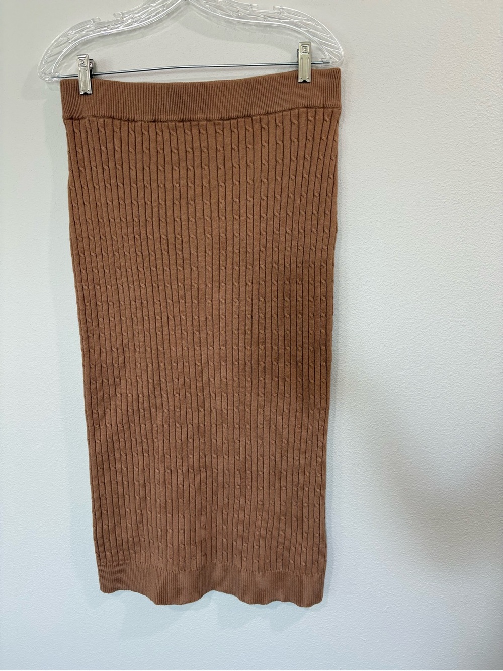 Anne Klein Ribbed Knit Pencil Skirt in Brown